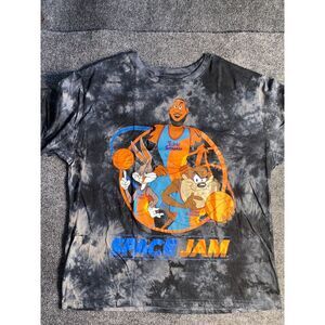 Space Jam:‎ A New Legacy Tee Shirt Mens 2XL Black Tie Dye Looney Tunes Crew Neck